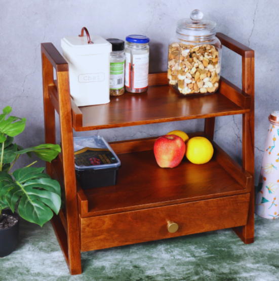 Wooden Versatile Kitchen Organizer Rack with Drawer - Image 3