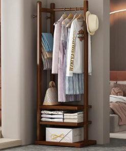 Single Clothes Stand with 2 Shelves and Hooks – Ideal for Bedrooms - Image 4