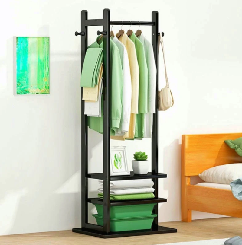 Single Clothes Stand with 2 Shelves and Hooks – Ideal for Bedrooms - Image 7