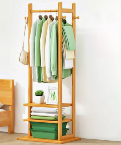 Alternative view of Single Clothes Stand with 2 Shelves and Hooks – Ideal for Bedrooms