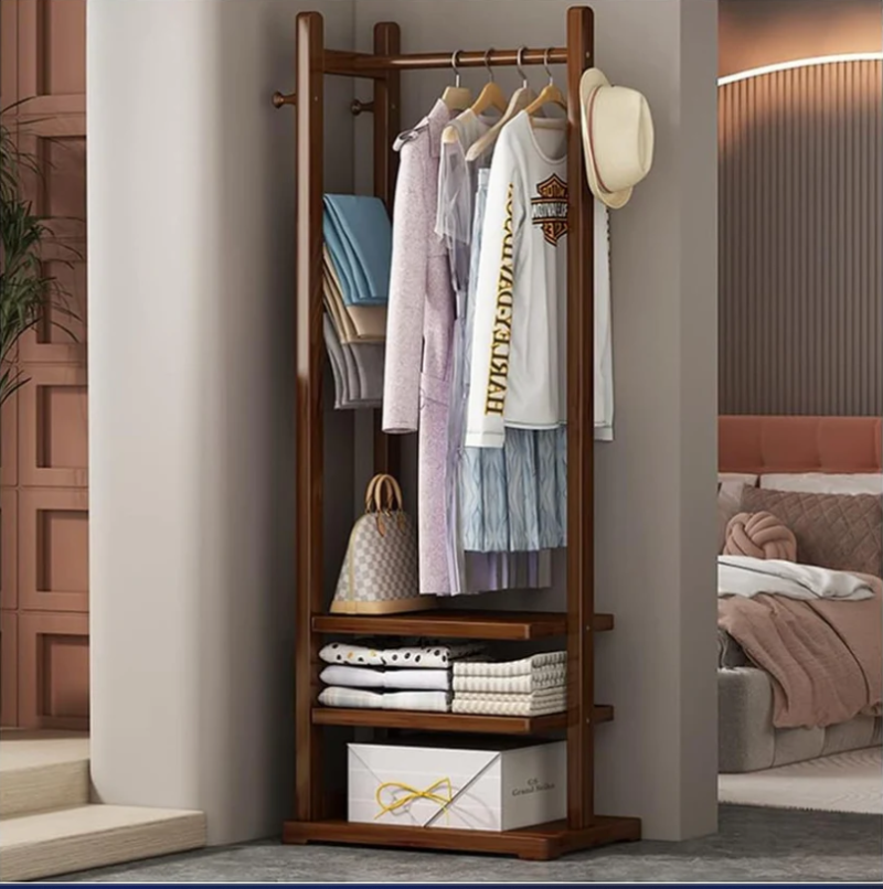 Single Clothes Stand with 2 Shelves and Hooks – Ideal for Bedrooms - Image 9