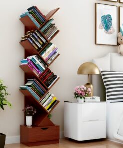 9-Tier Tree Shape Book Shelf | Wooden Tree Shape Bookshelf for Office & Home