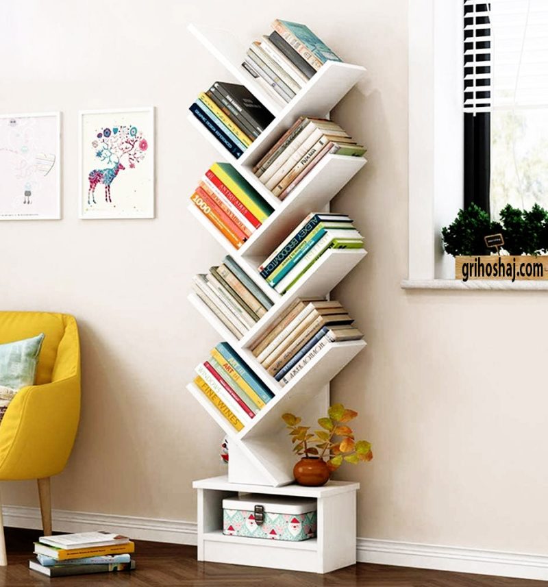 Wooden Tree Shape 9 Tier Bookshelf For Office & Home - Image 4