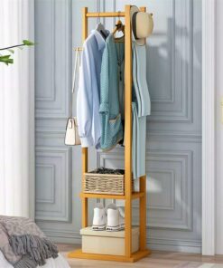 Wooden Multi Layer Alna With 3 Side Hook And 2 Shelf For Bedroom | wooden cloth stand