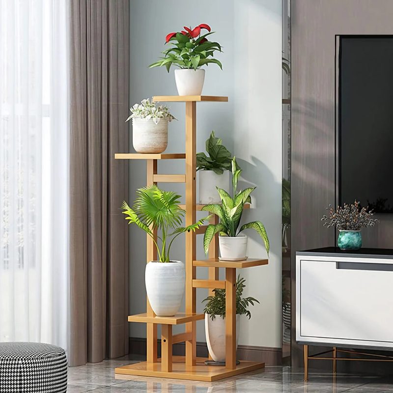 5 Tier Wooden Flower Plant Stand For Living Room, Office, Balcony - Image 4