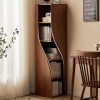 Wooden Bookcase Space Saving Storage Shelf for Living Room Study Office 5 Third Freestanding Bookcase Stackable Modern Library Tall Corner Bookcase