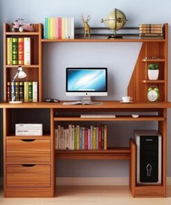 Study And Computer Desk Combined With Bookshelves